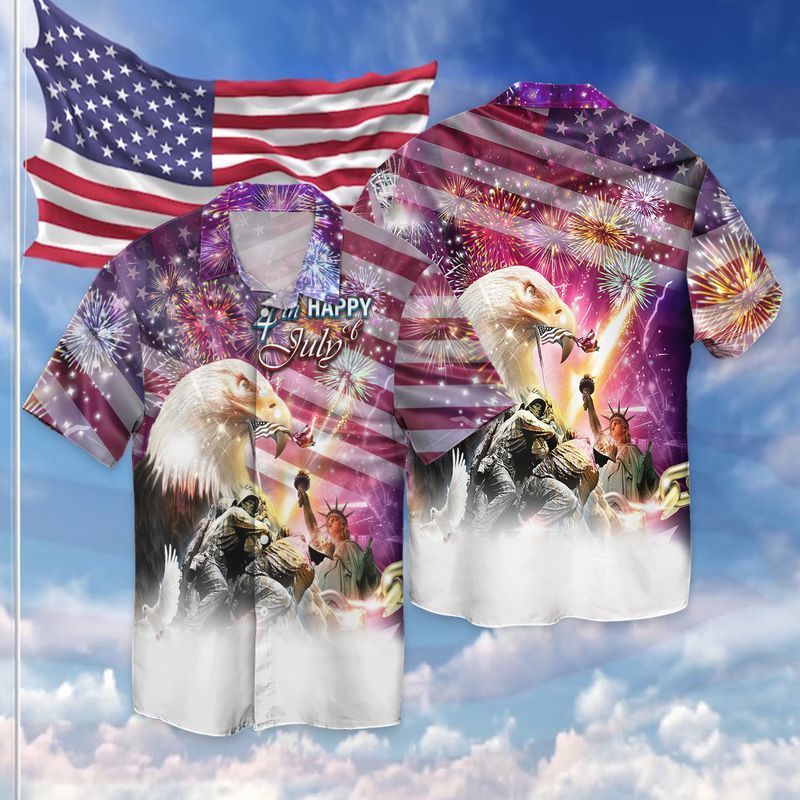 Happy 4th July Independence Day God Bless America Eagle 1 Hawaiian Shirt