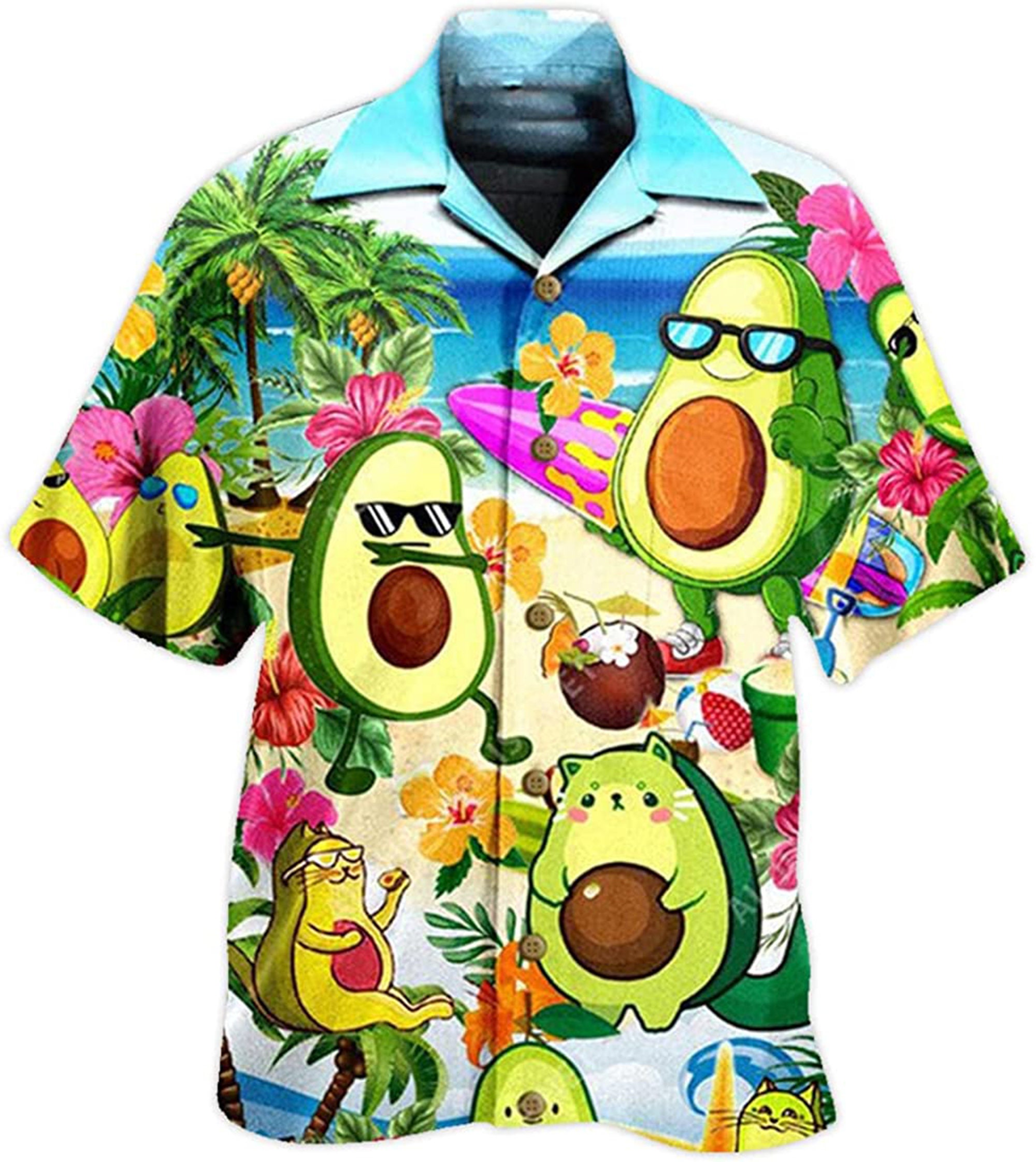 Avocado Mens Hawaiian Summer Fruit Shirt