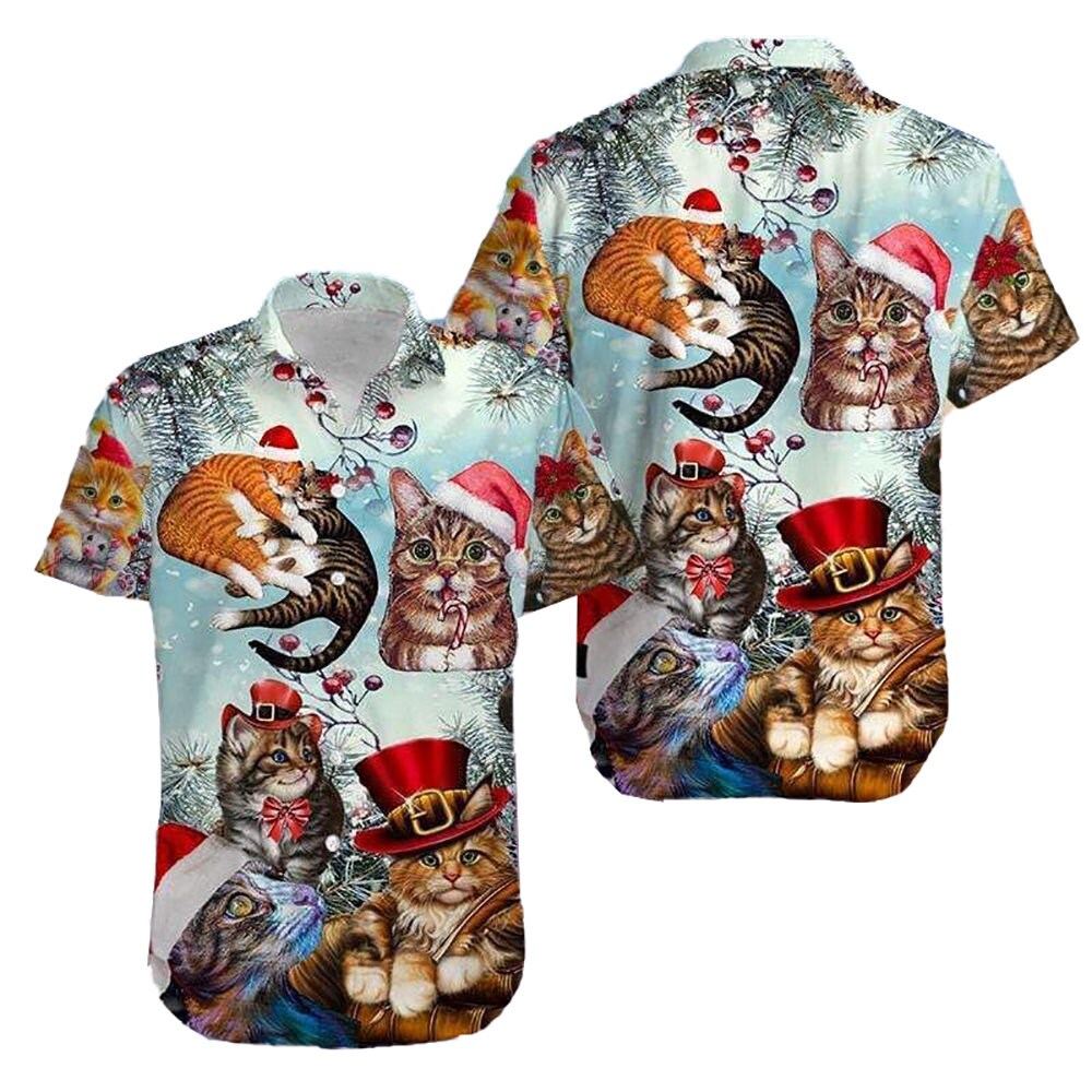 Believe In Magic Of Christmas Cute Cats Hawaiian Shirt