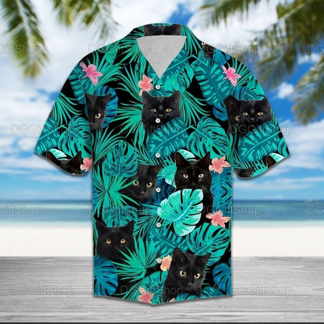 Black Cat Hawaiian Shirt Christmas Gift