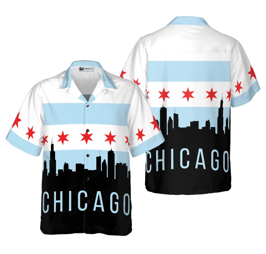 Chicago City Skyline Landmarks Hawaiian Shirt
