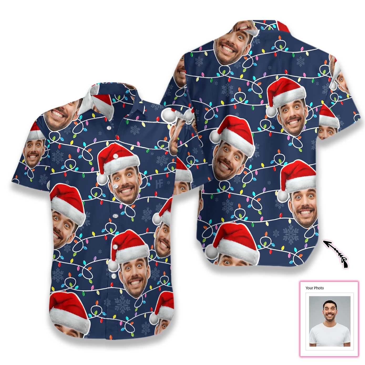 Funny Custom Face Christmas Pattern Seamless 04 EZ03 2710 Custom Hawaiian Shirt