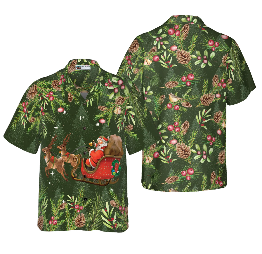 Hyperfavor Santa Santa Riding Sleigh 1 Pattern Hawaiian shirt