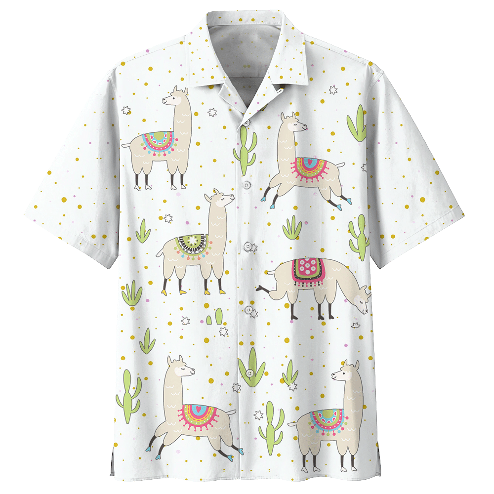 Llama Cactus Desert Aloha Hawaiian Shirt Colorful Short Sleeve Summer Beach Casual Shirt For Men And Women
