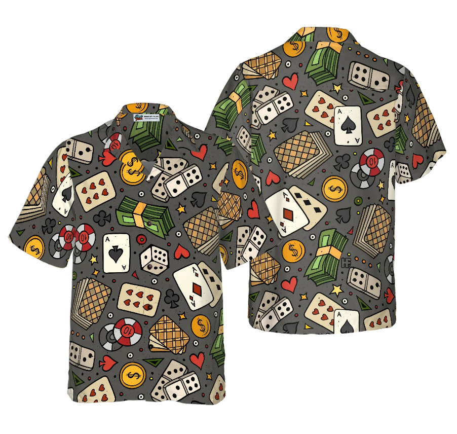 Poker Seamless Pattern 02 Hawaiian Shirt