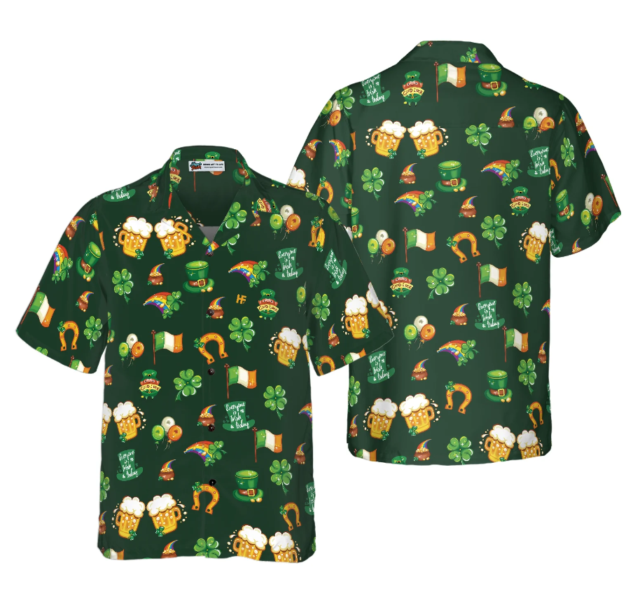 St Patrick's Day Symbol Seamless Pattern Hawaiian Shirt