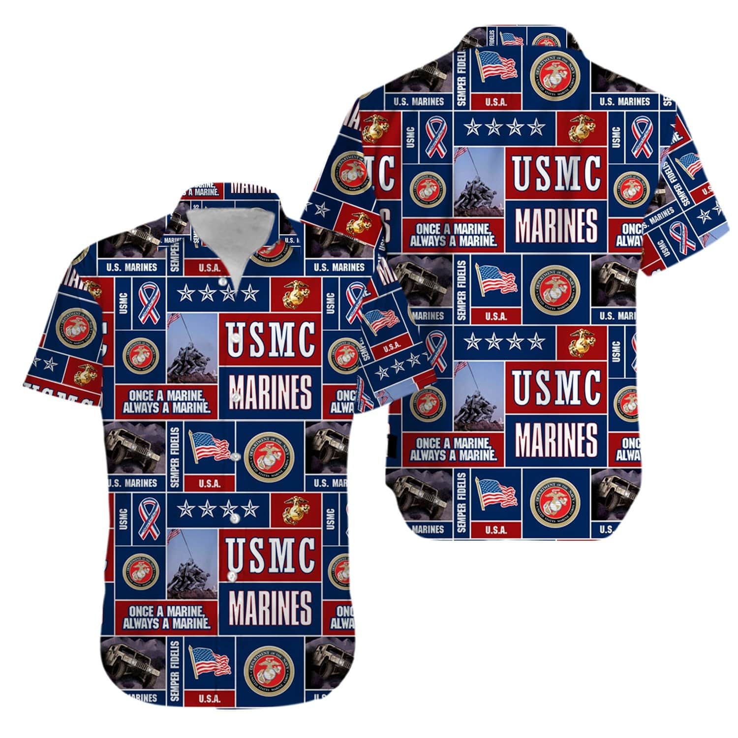 Veteran USMC Once a marine always a Marine Hawaiian Shirts #KV