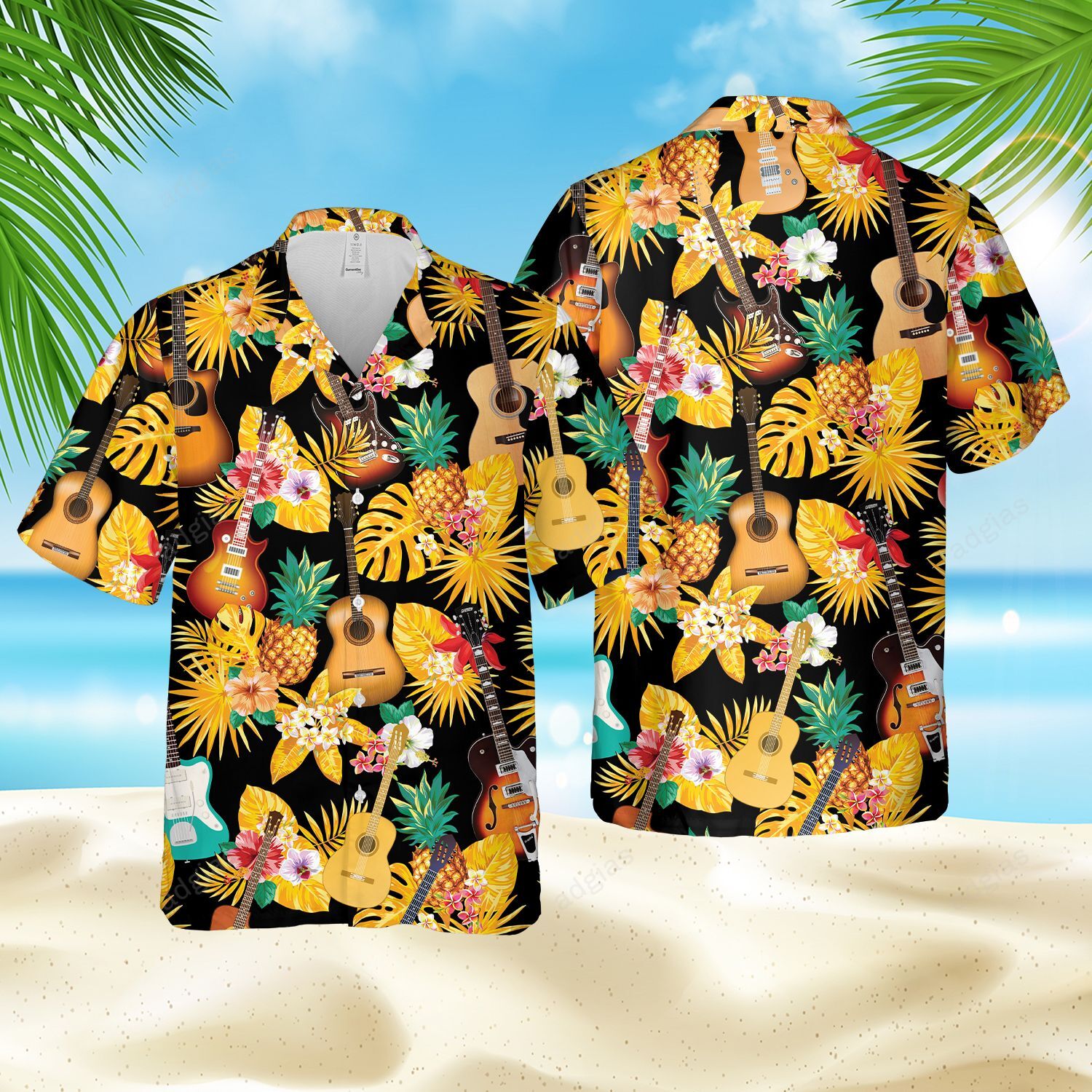 hawaiian guitar shirt