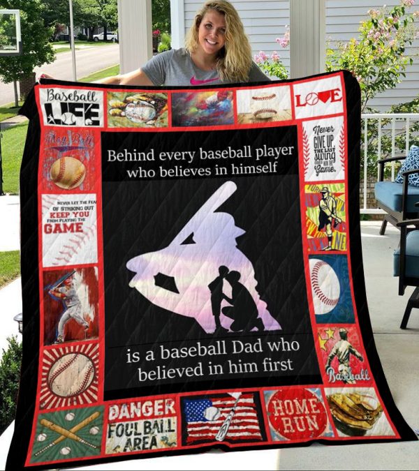 Behind Every Baseball Player Is A Dad Qilt Blanket