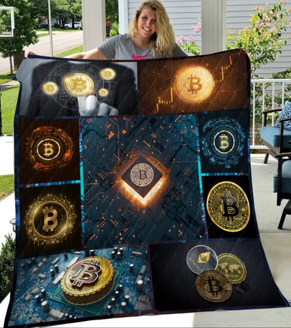 Bitcoin Cryptocurrency Quilt Blanket