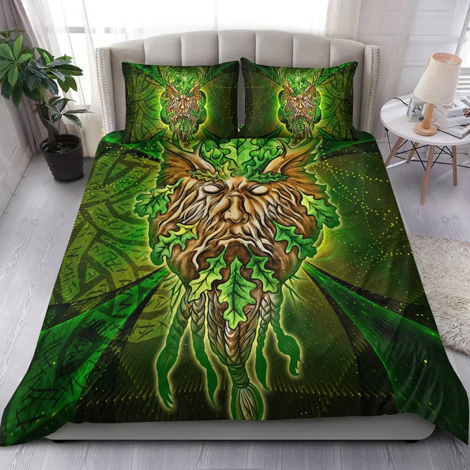Celtic Green Man Bedding Set - Green Man with Celtic Patterns