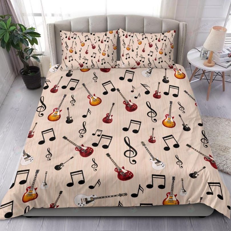 Guitar And Music Notes Bedding Set
