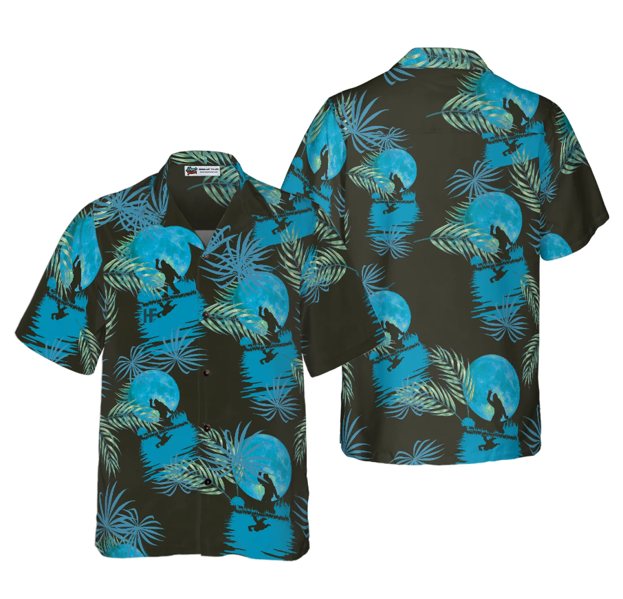 Bigfoot Tropical Blue Moon Bigfoot Hawaiian Shirt