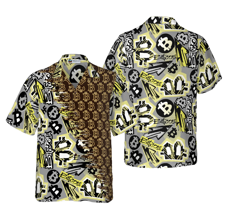 Bitcoin Doodle Funky Pattern Hawaiian Shirt