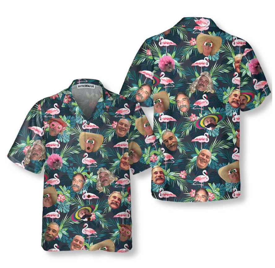 Custom Face Flamingo Hawaiian Shirt