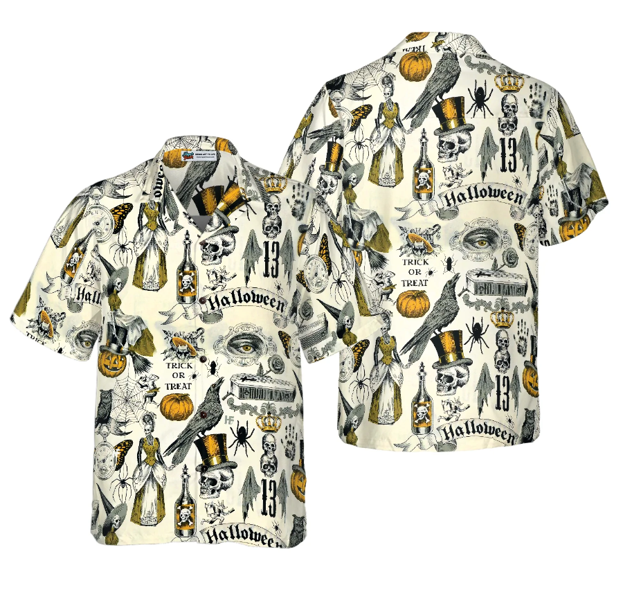 Trickery Halloween Pattern Hawaiian Shirt