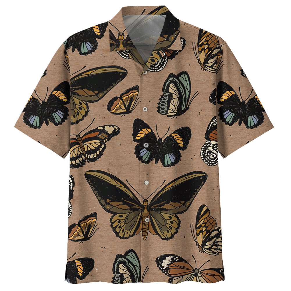 Butterfly Khaki Nice Design Unisex Hawaiian Shirt For Men And Women Dhc17063137