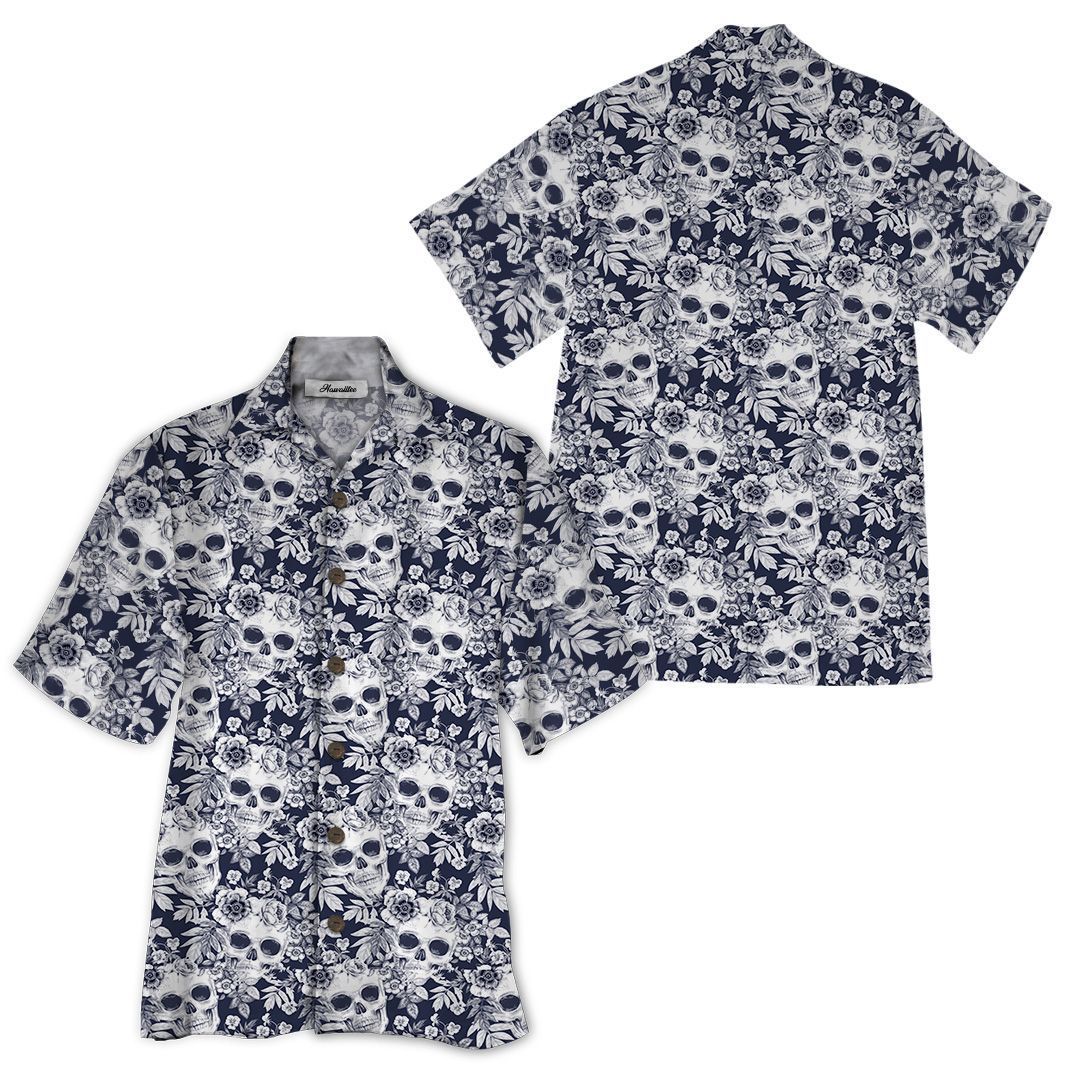 Skull Black White High Quality Unisex Hawaiian Shirt For Men And Women Dhc17062233