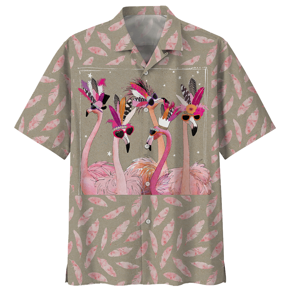 Flamingo Khaki Unique Design Unisex Hawaiian Shirt For Men And Women Dhc17062610