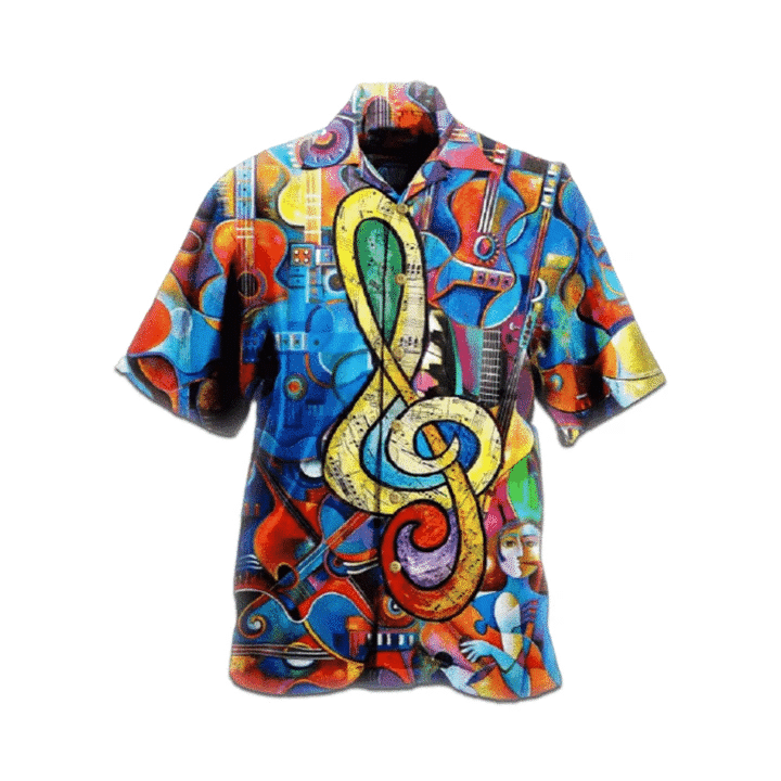 Guitar Hippie Music Note Colorful Amazing Design Unisex Hawaiian Shirt For Men And Women Dhc17062403