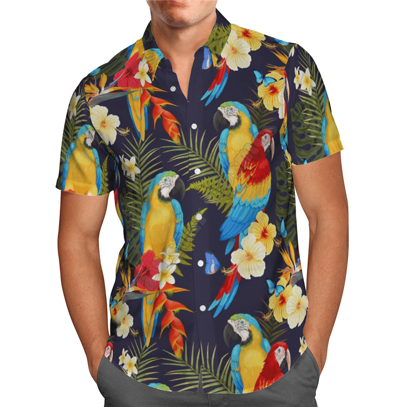 Parrot Flowers   Colorful Awesome Design Unisex Hawaiian Shirt For Men And Women Dhc17064095