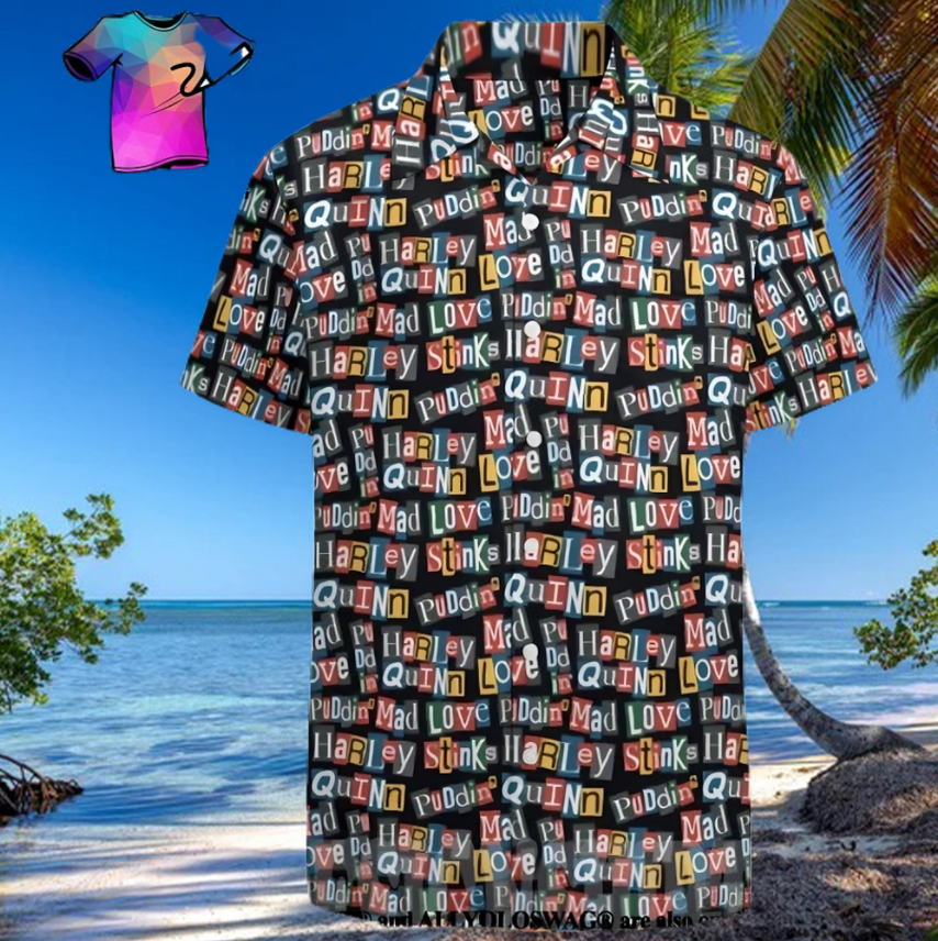 The best selling Batman Harley Quinn Ransom Note Style Pattern All Over Print Hawaiian Shirt
