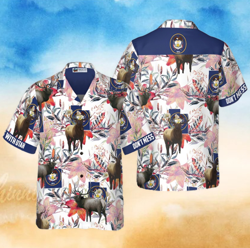 Utah Elk And The Sego Lily Hawaiian Shirt