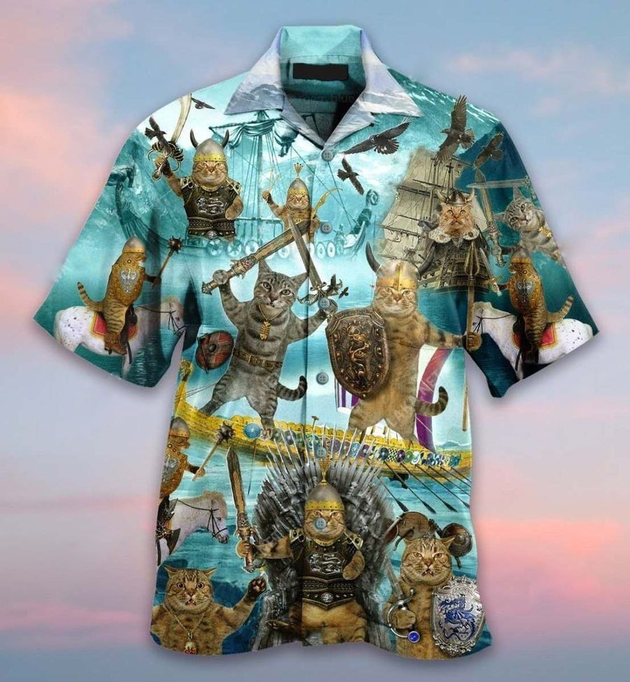 Viking Cat   Blue Nice Design Unisex Hawaiian Shirt For Men And Women Dhc17063495