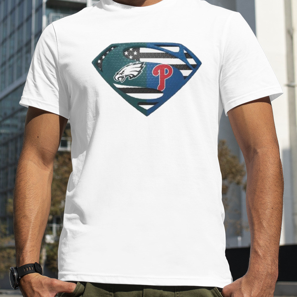 Philadelphia Eagles New York Mets Superman Logo Us Flag Shirt - Yesweli