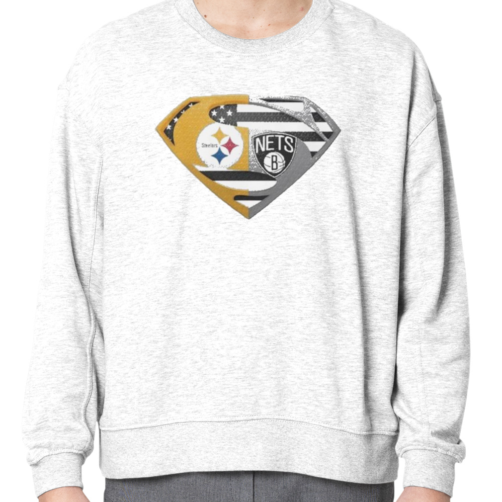 OriginalPittsburgh Steelers Brooklyn Nets Superman Logo Us Flag Shirt,  hoodie, sweater, long sleeve and tank top