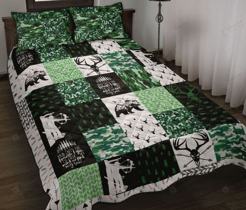 Bear And Deer Camo Hunting Quilt Bedding Set