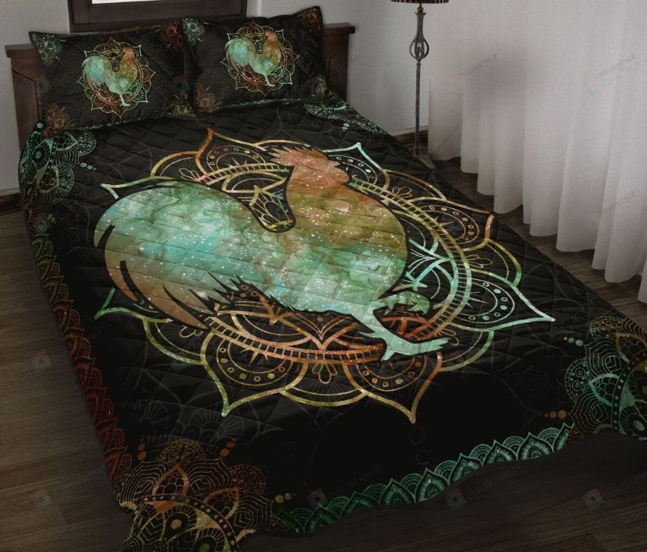 Chicken Mandala Watercolor Quilt Bedding Set
