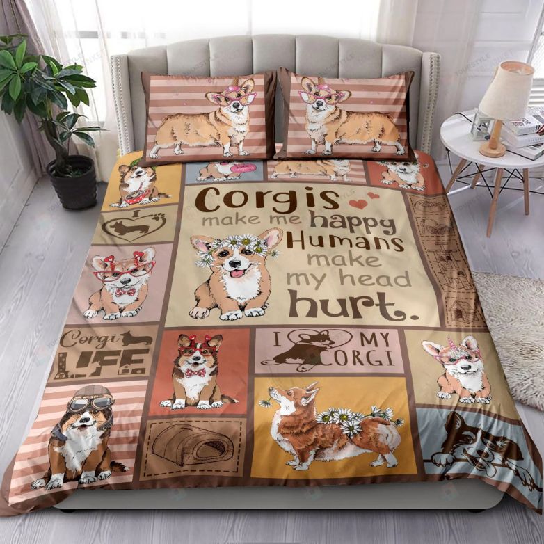 Corgi Dog Make Me Happy Bedding Set