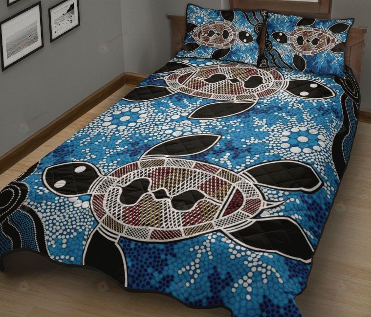 Couple Turtle Artwork Quilt Bedding Set