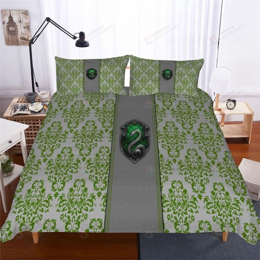 Harry Potter Slytherin Campus Badge Set With Pillowcase Bedding Set