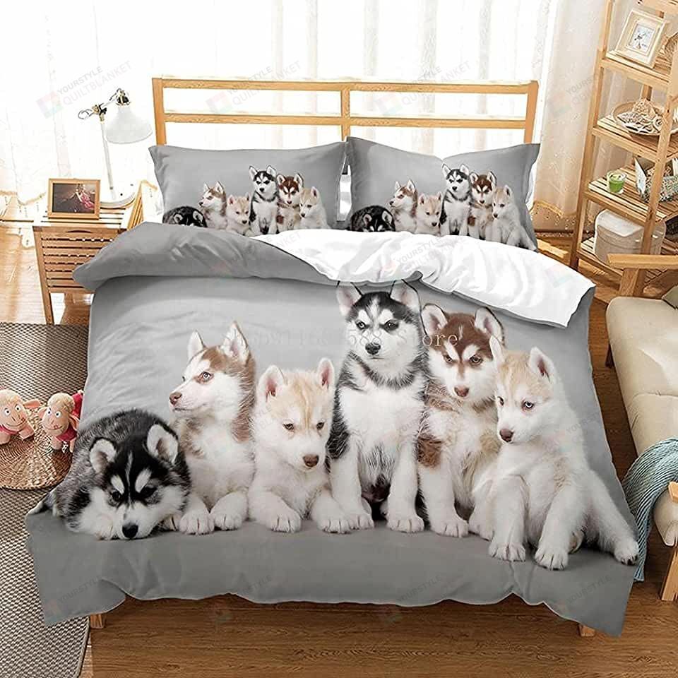 Lovely Huskey Dogs Grey Spread s Bedding Set