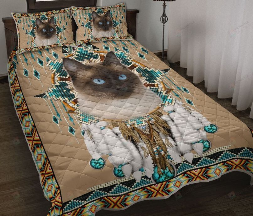 Siamese Cat Native American Dreamcatcher Quilt Bedding Set