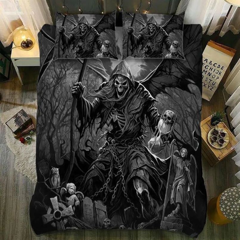 Skull Bedding Set - Grim Reaper Day Of The Death Bedding Set