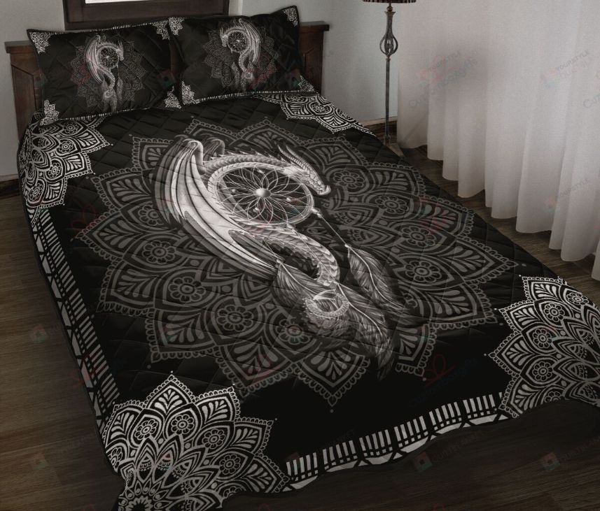 White Dragon Dreamcatcher Quilt Bedding Set