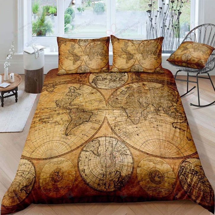 World Map Ancient Style Bedding Set
