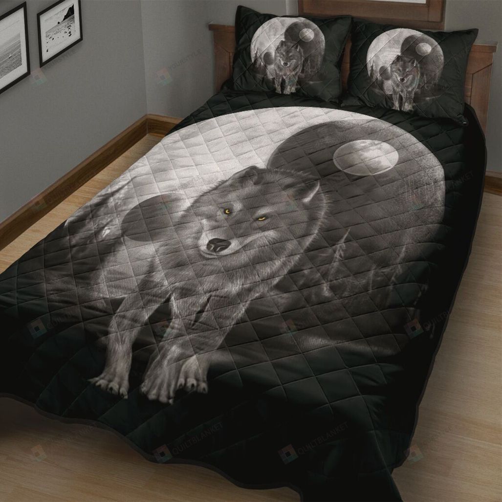Yin Yang Full Moon Wolf Quilt Bedding Set