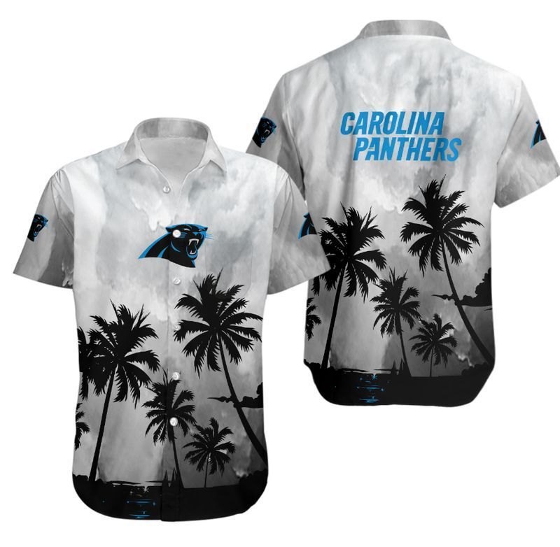 Carolina Panthers NFL Blue And White Short Sleeves Hawaiian Shirt