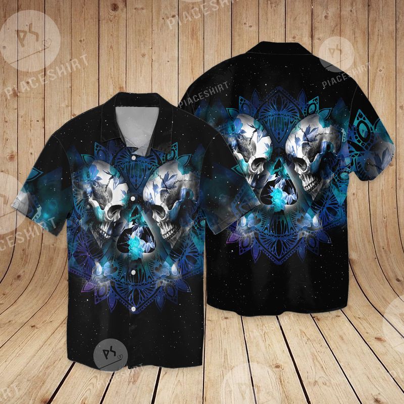 Flora Skull Couple Fashionable 3d Full Print Hawaiian Shirt