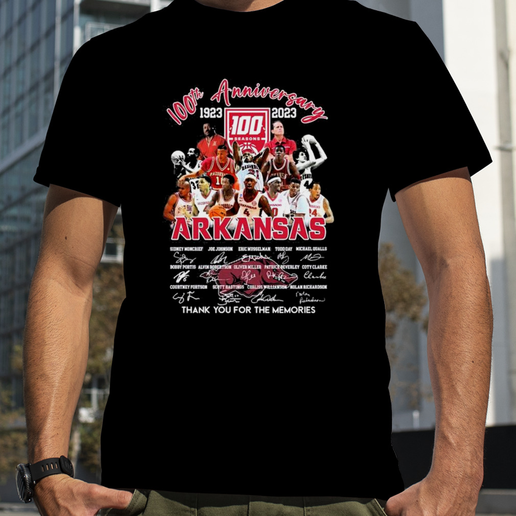 100th Anniversary 1923 2023 Arkansas Razorbacks Players Thanks You For The Memories Signature Shirt