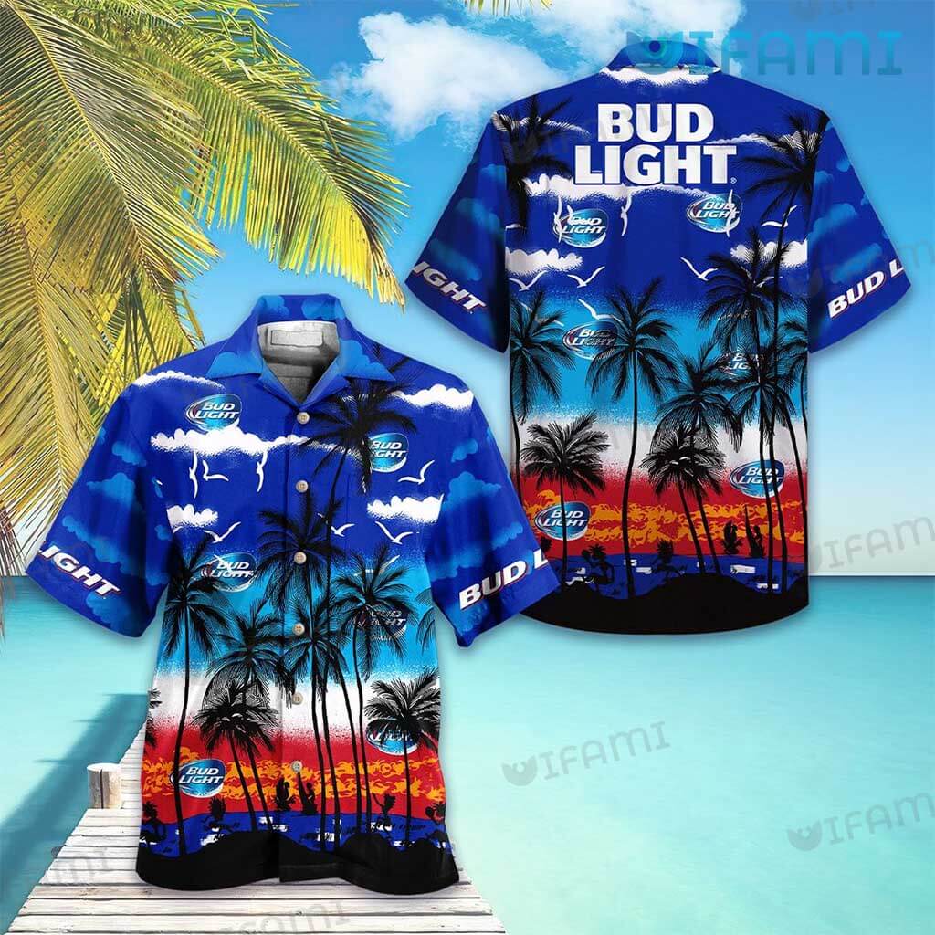 Bud Light Hawaiian Shirt Coconut Tree Beer Lovers Gift
