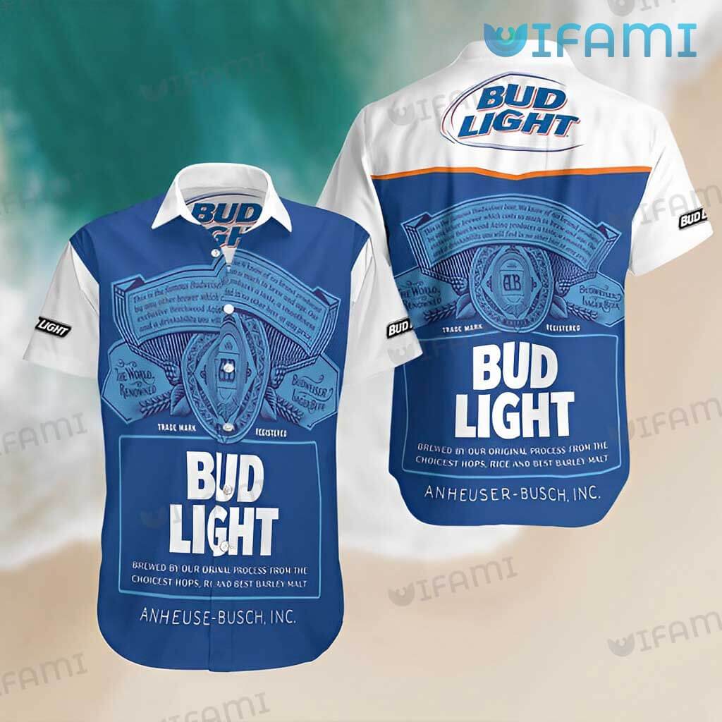 Bud Light Hawaiian Shirt Label Beer Lovers Gift