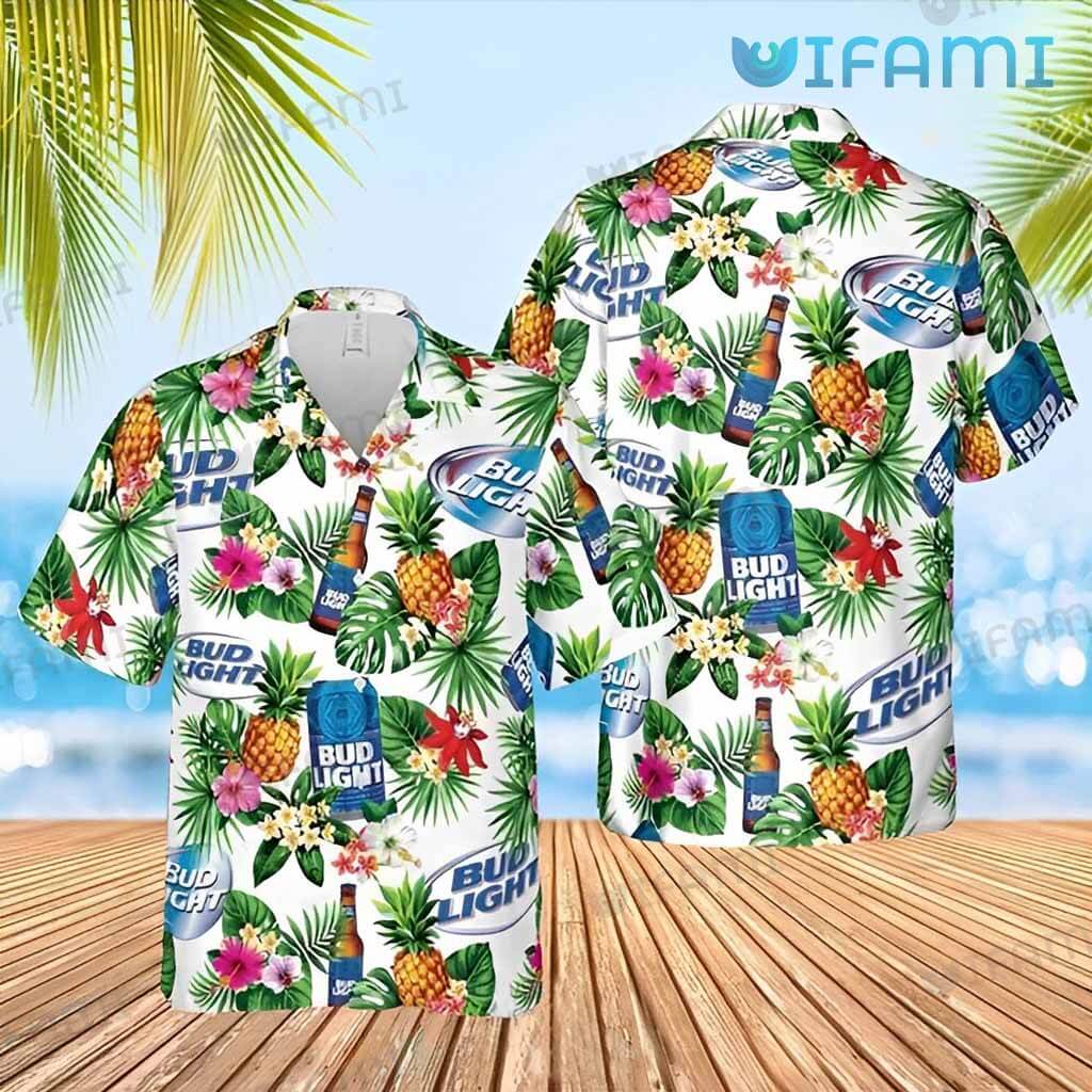 Bud Light Hawaiian Shirt Pineapple Flower Beer Lovers Gift