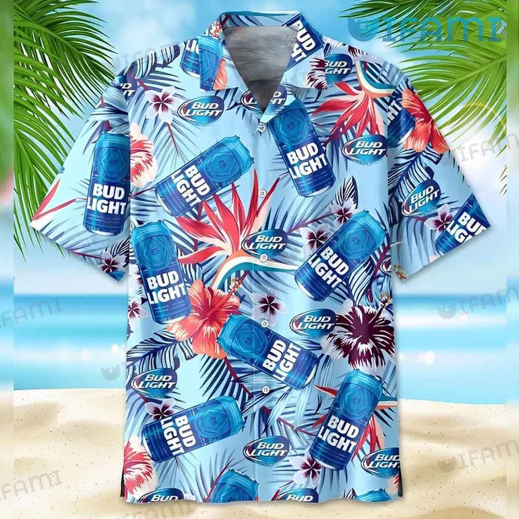 Bud Light Hawaiian Tropical Hibiscus Shirt Beer Lovers Gift
