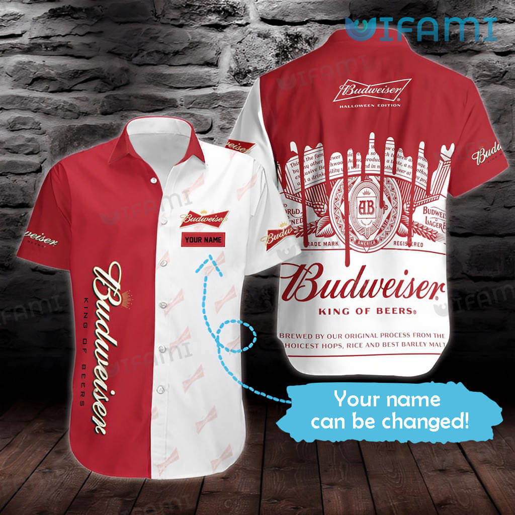 Budweiser Hawaiian Shirt Label Personalized Beer Lovers Gift