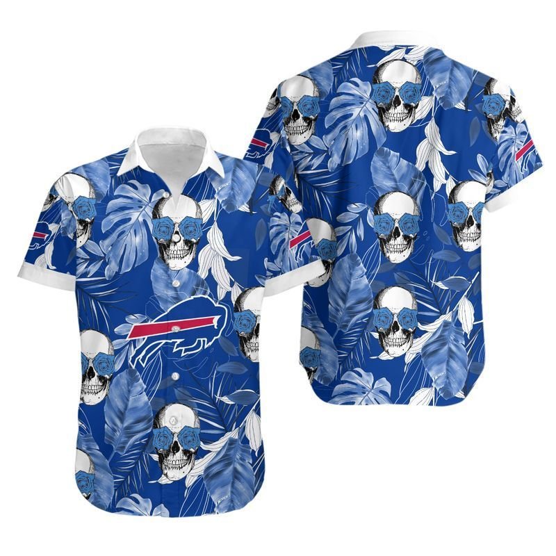 Buffalo Bills Coconut Leaves And Skulls Hawaiian Shirt For Fans-1